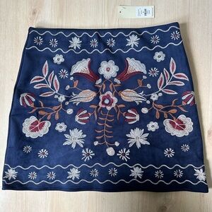 Embroidered Navy Blue Skirt